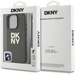 DKNY PU Leather Stack Logo Wrist Strap kryt pre iPhone 16 Pro Max, zelený