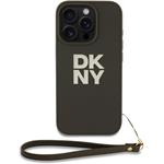 DKNY PU Leather Stack Logo Wrist Strap kryt pre iPhone 16 Pro Max, zelený