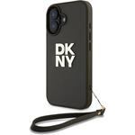 DKNY PU Leather Stack Logo Wrist Strap kryt pre iPhone 16, zelený