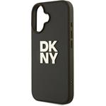 DKNY PU Leather Stack Logo Wrist Strap kryt pre iPhone 16, zelený