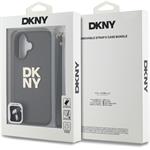 DKNY PU Leather Stack Logo Wrist Strap kryt pre iPhone 16, zelený