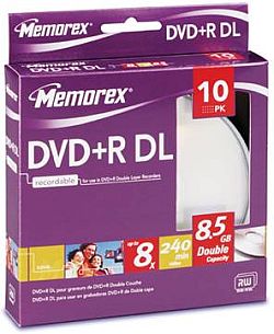DVD+R DL Memorex 8.5GB, 8x, CakeBox , 10ks