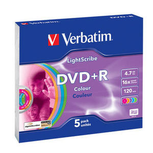 DVD+R Verbatim 16x/4.7GB/Slim/LightScribe/Color