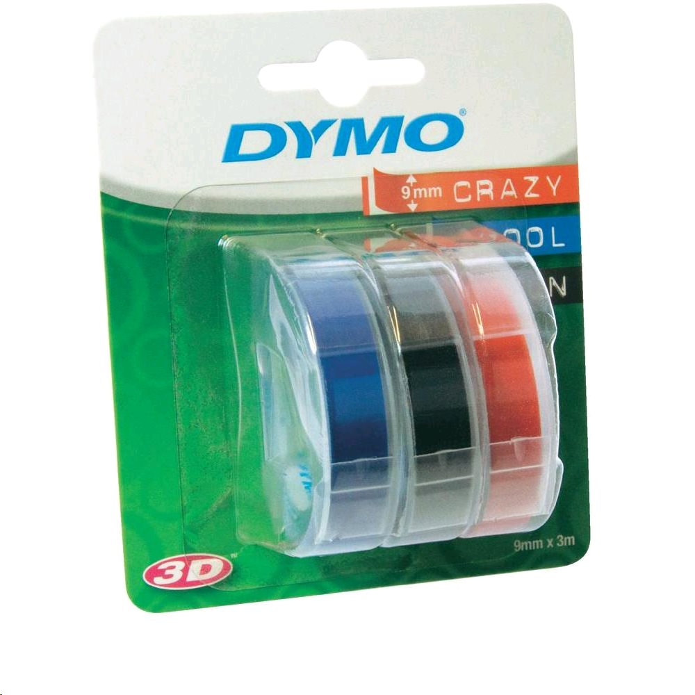 Dymo 3D 9mm, červená, čierna, modrá / biela tlač, 3m