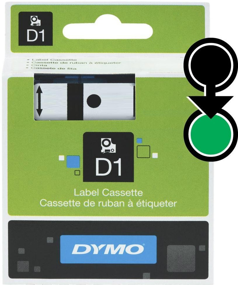 Dymo D1,12mm, zelená / čierna tlač