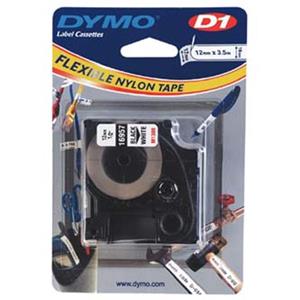 Dymo D1 16957 12mm, biela / čierna tlač, 3.5m, flexibilná nylonová