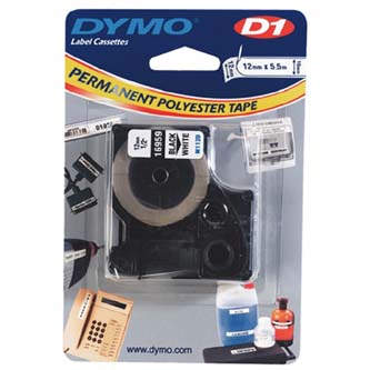 Dymo D1 16959 12mm, biela / čierna tlač, 5.5m, flexibilná nylonová