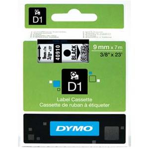 Dymo D1 40910 9mm, priehľadná / čierna tlač, 7m