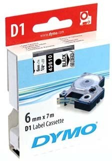 Dymo D1 43610 6mm, priehľadná / čierna tlač, 7m