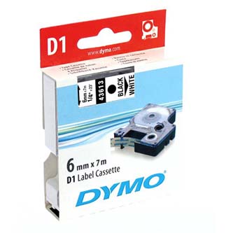 Dymo D1 43613 6mm, biela / čierna tlač, 7m