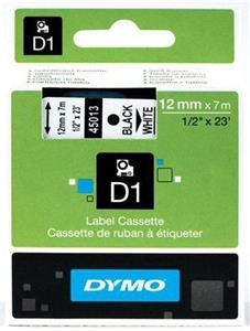 Dymo D1 45013 12mm, biela / čierna tlač, 7m