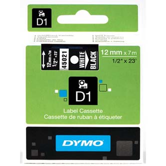 Dymo D1 45021 12mm, čierna / biela tlač, 7m