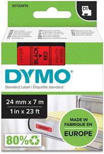 Dymo D1 53717 24mm, červená / čierna tlač, 7m