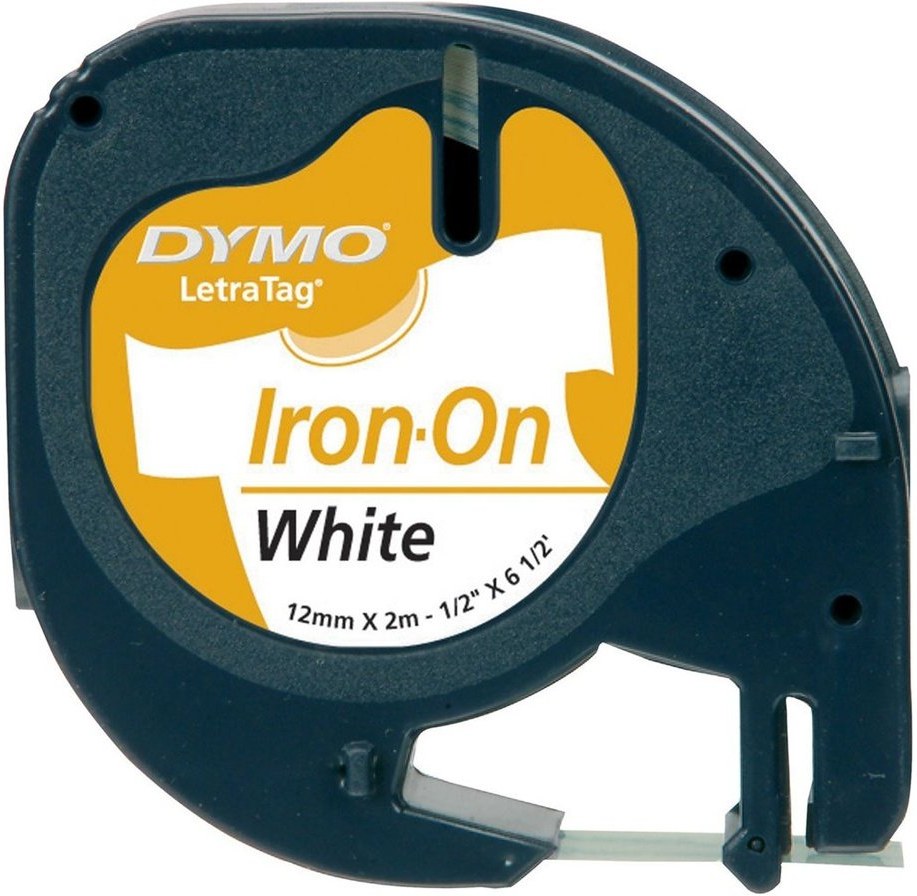 Dymo LetraTag 18770 12mm, biela / čierna tlač, 2m, nažehľovacia