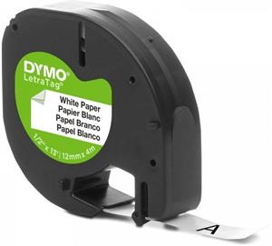 Dymo LetraTag 59421 12mm, biela / čierna tlač, 4m, papierová