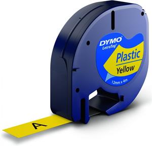 Dymo originál páska do tlačiarne štítkov, Dymo, 59423, S0721570, čierny tlač/žltý podklad, 4m, 12mm, plastová