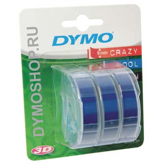 Dymo originál páska do tlačiarne štítkov, Dymo, S0847740, čierny tlač/modrý podklad, 3m, 9mm, 3D, 1 blister/3 ks
