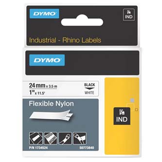 Dymo Rhino 1734524 24mm, biela / čierna tlač, 3.5m, flexibilná nylonová