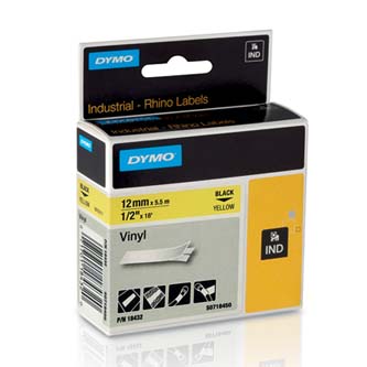 Dymo Rhino 18432 12mm, žltá / čierna tlač, 5.5m, vinylová