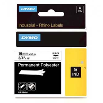 Dymo Rhino 18484 19mm, biela / čierna tlač, 5.5m, permanentná polyesterová