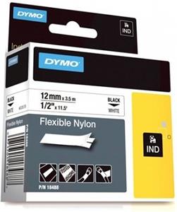 Dymo Rhino 18488 12mm, biela / čierna tlač, 3.5m, flexibilná nylonová