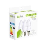 ECOLUX LED žiarovka 3-pack, sviečka, 6W, E14, 3000K, 450lm, 3ks