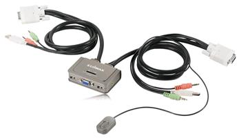 Edimax EK-2U2CA - KVM USB Audio prepínač, 2 porty, USB, integrované ká