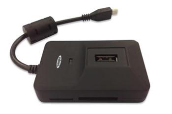Ednet Micro USB OTG USB Hub a čtečka karet, USB 2.0 hub, čtečka paměťových karet: SD/MS/TF/M2/MMC, černá barva