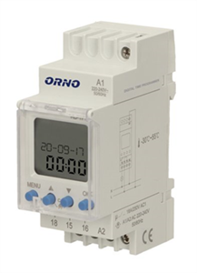 Elektronický časový spínač na DIN lištu ORNO OR-PRE-450, TH-35mm