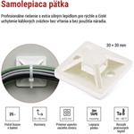 Emos A2834, samolepiaca príchytka sťahovacej pásky 30×30, biela, 25 ks