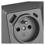 Emos A6000.6, zásuvka s USB-A+USB-C, antracit