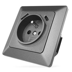 Emos A6000.6, zásuvka s USB-A+USB-C, antracit