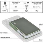 Emos B0552AG, power bank WI 1031, 10 000 mAh, 20 W+Wireless, army-green