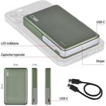Emos B0552AG, power bank WI 1031, 10 000 mAh, 20 W+Wireless, army-green