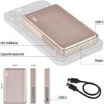 Emos B0552RG, power bank WI 1031, 10 000 mAh, 20 W + wireless, ružovo-zlatá