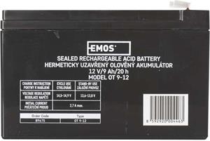 Emos B9675, olovený akumulátor, 12 V/9 Ah, faston 6,3 mm