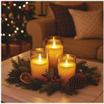 Emos DCCW05, LED dekorácia - 3x vosková sviečka v skle, 6x AA, teplá biela, časovač
