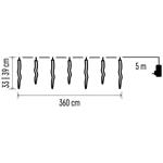 Emos DCPC07, LED vianočná girlanda – cencúle, 12 ks, 3,6 m, studená biela