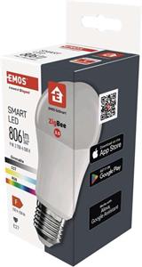 Emos GoSmart ZQZ514R, LED žiarovka A60, E27, 9 W (60 W), 806 lm, RGB, stmievateľná, Zigbee