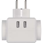 Emos P0024U, rozbočovacia zásuvka 3× guľatá, 2× USB
