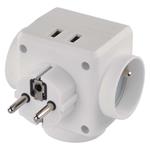 Emos P0024U, rozbocovacia zásuvka 3x gulatá 230V, 2x USB-A