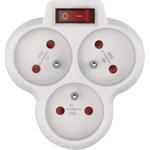 Emos P0026S, rozbočovacia 3x zásuvka s vypínačom, biela