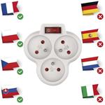 Emos P0026S, rozbočovacia 3x zásuvka s vypínačom, biela