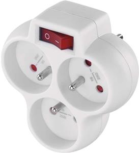 Emos P0026S, rozbočovacia 3x zásuvka s vypínačom, biela