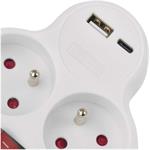 Emos P0073, rozbočovacia zásuvka 2×, vyp., 1×USB-A+1×USB-C, biela