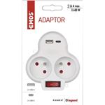 Emos P0073, rozbočovacia zásuvka 2x, vyp., 1xUSB-A+1xUSB-C, biela