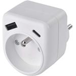 Emos P0074, rozbočovacia zásuvka 1×, 1×USB-A+1×USB-C, biela