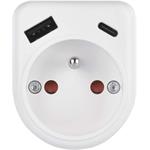 Emos P0074, rozbočovacia zásuvka 1×, 1×USB-A+1×USB-C, biela