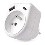 Emos P0074, rozbočovacia zásuvka 1×, 1×USB-A+1×USB-C, biela