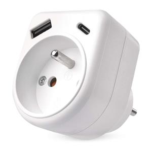 Emos P0074, rozbočovacia zásuvka 1×, 1×USB-A+1×USB-C, biela